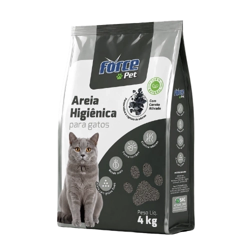Areia Higiênica para Gatos Force Pet com Carvão Ativado 4kg